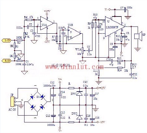 由lm3886设计的低音炮电路
