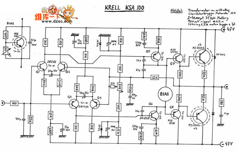 lover 上一编krell的经典功放ksa100线路电路图 下一编100w功放电路图