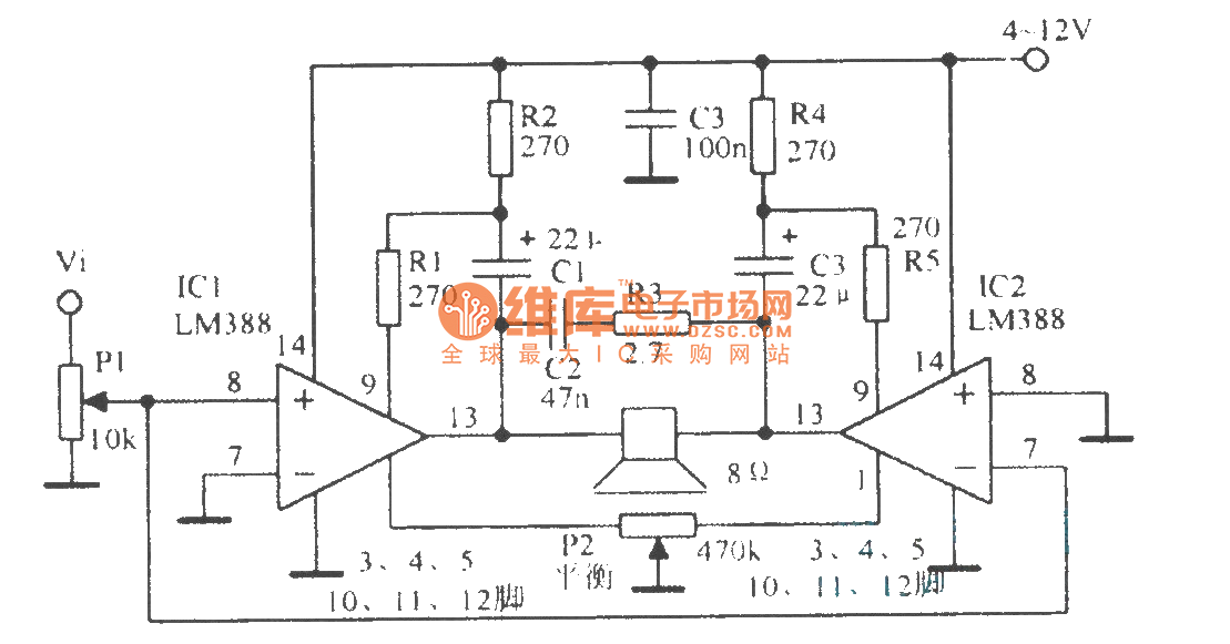 lm388桥式功率放大器_音频电路_电路图_114ic电子网