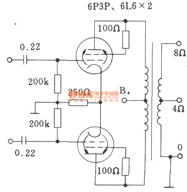 相关元件pdf下载:6p3p   6l6   电子管典型免调试自偏压方式功放