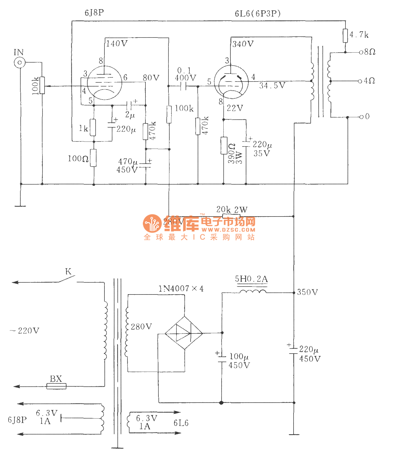 超线性接法的电子管单端a类功放