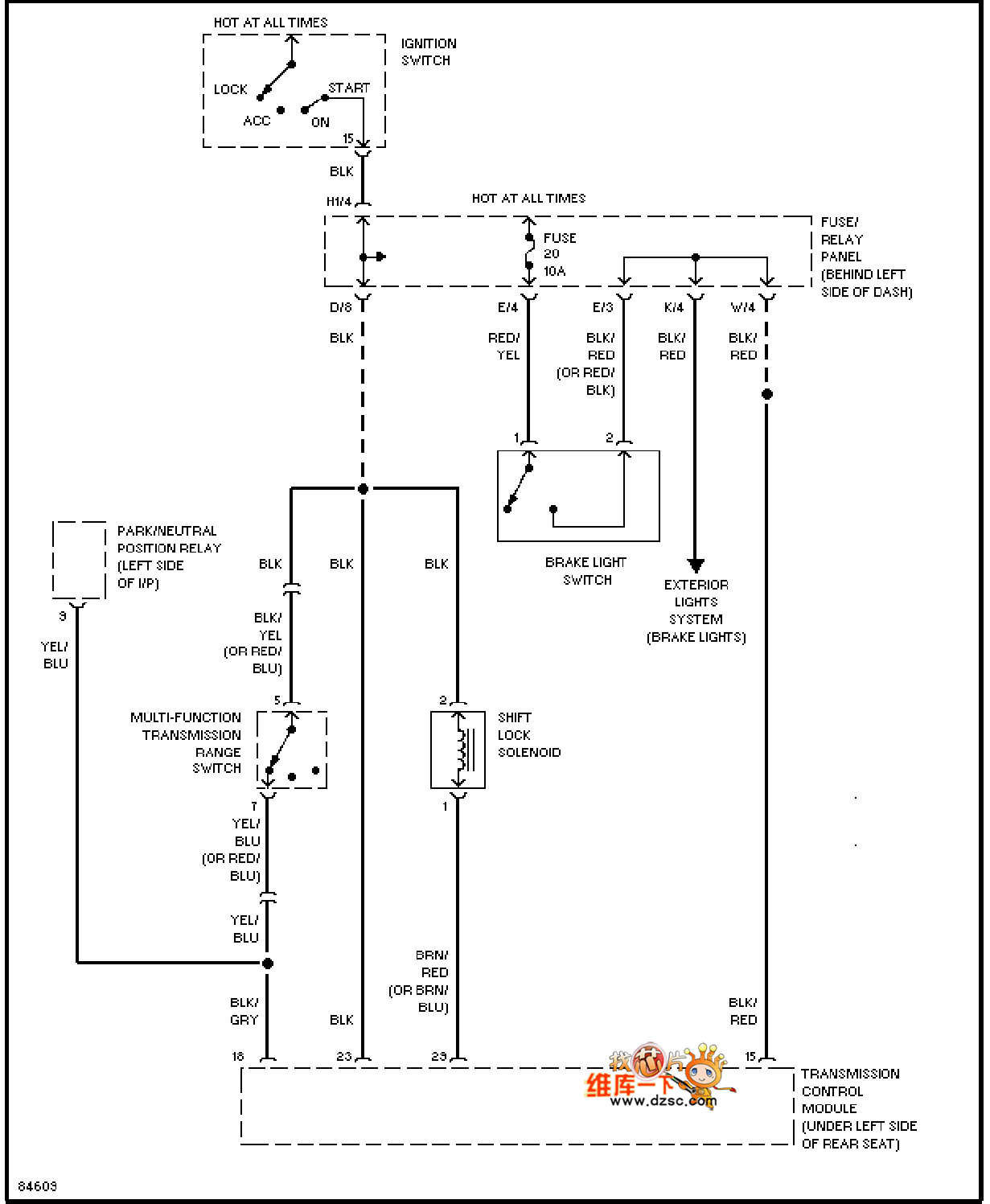 1996捷达换档联锁电路图