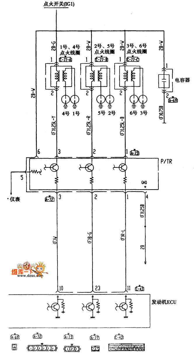 长丰猎豹越野6g72发动机点火系统电路图