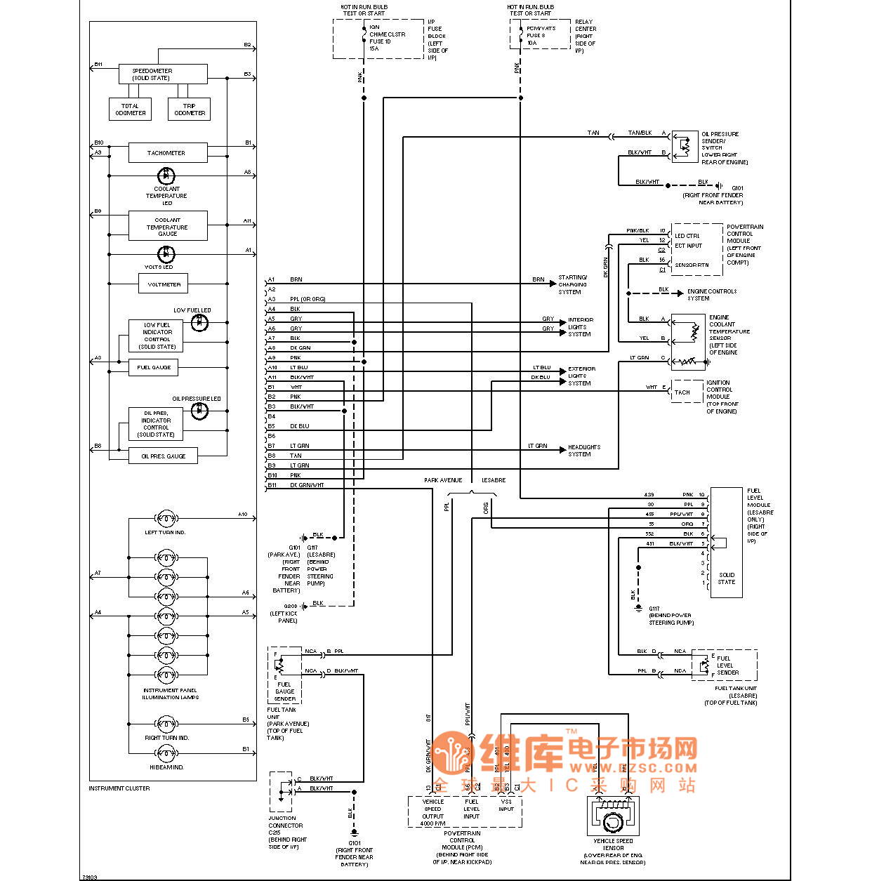 别克仪表板电路图(仪表,ub3)_汽车电路图-114ic电子网