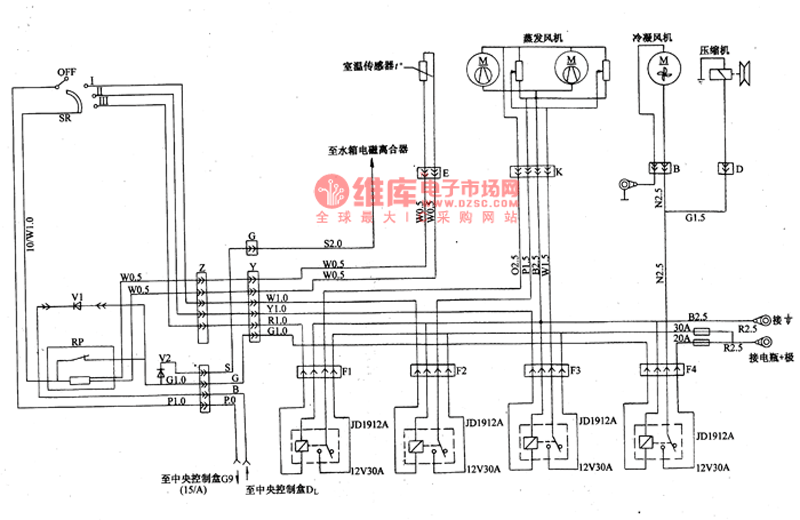 >>南京依维柯35.10轻型车,中南公司产空调系统电路图