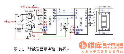 74ls161计数器及显示应用电路图