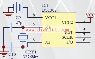 ds1302的引脚功能图及其应用电路