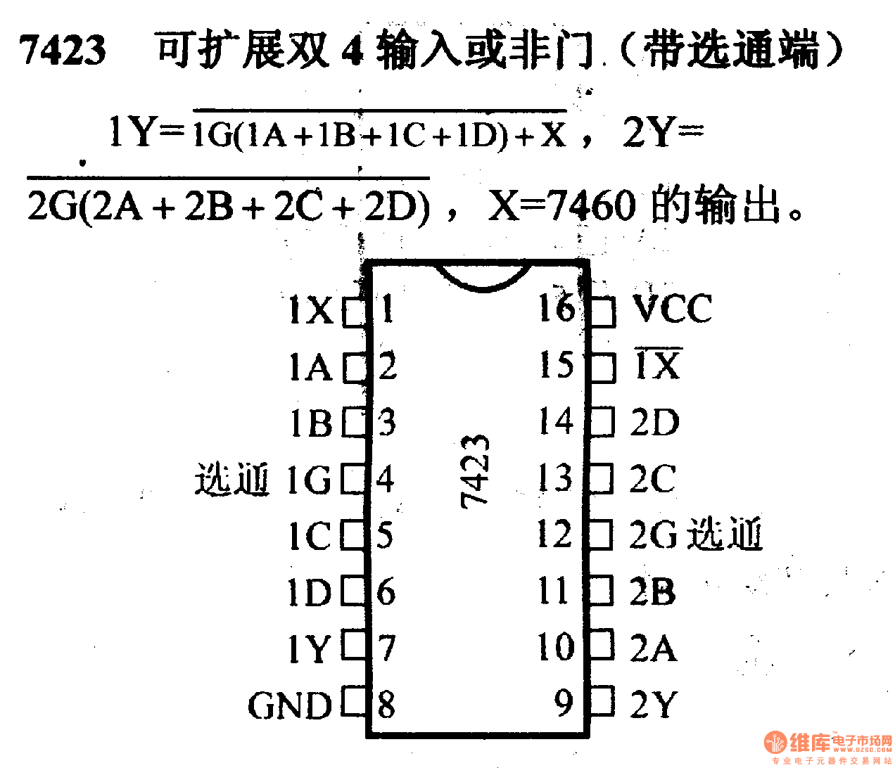 74系列数字电路7423.可扩展双4输入或非门