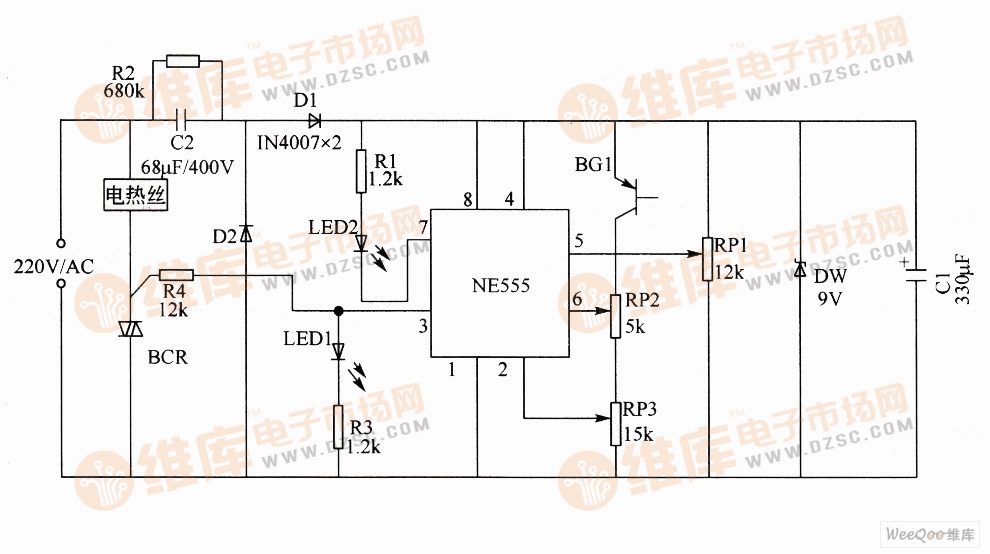 >>电热毯温控器电路图