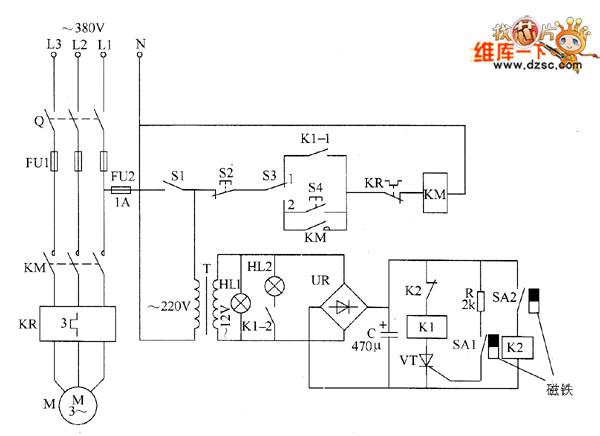 >>液位自动控制器电路图五  本例介绍的液位自动控制器,采用干簧管来