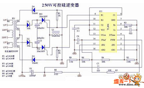 250w可控硅逆变器电路图