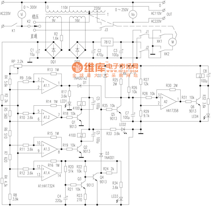 家用交流稳压器的原理与维修电路图