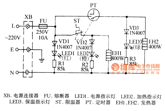 美峰dyb40-80a保温式自动电压力锅电路图