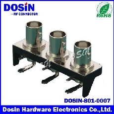 DOSIN-801-0007現貨供應價格DOSIN中文資料吸紙盒+紙箱BNC連接器德索1*3單排3聯視頻連接器的詳細描述：