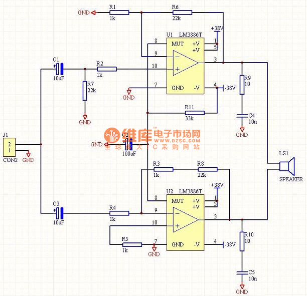 分立元件btl功放电路图图片