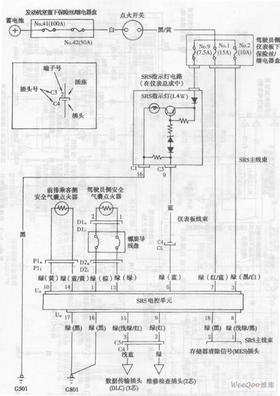 汽车安全气囊线路图解图片