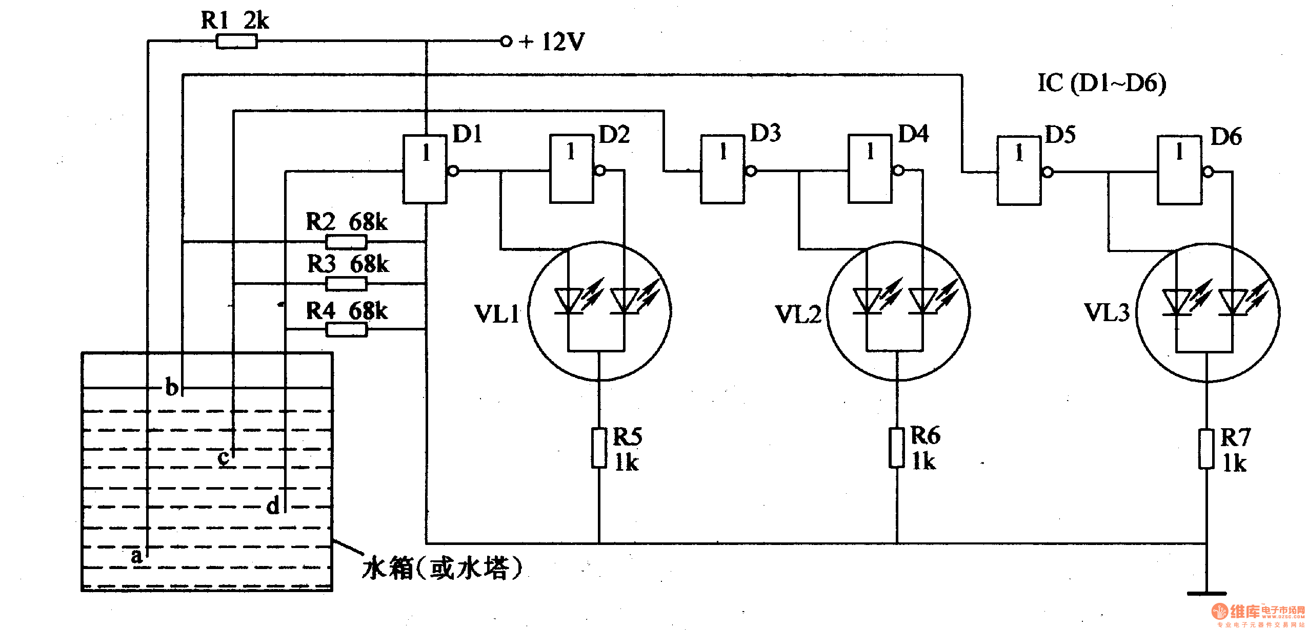 二线水位传感器原理图图片